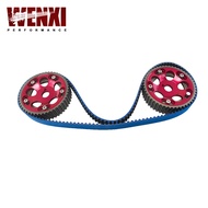 HNBR Racing Timing Belt BLUE   Aluminum Cam Gear Red FOR 2JZ-GE and 2JZ-GTE Supra, GS300, IS300 WX-T
