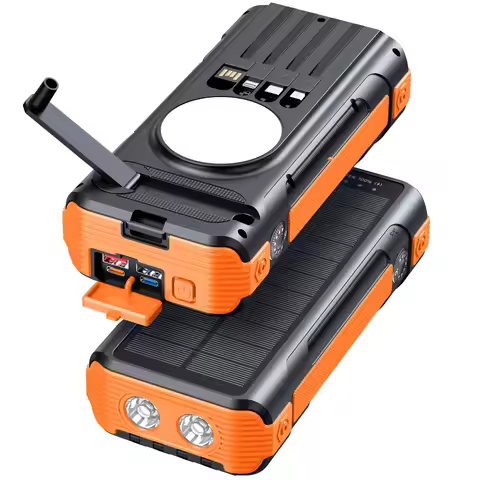 40000mAh Solar Power Bank with Hand Crank Builtin Cable Portable External Battery 22.5W Fast Charger
