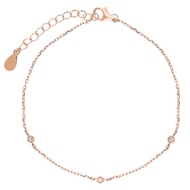 S925 Sterling Silver Inlaid Zirconium Round Anklet Fashion Simple Exquisite Niche Design Rose Gold A