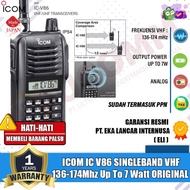 Icom Ic V86 V 86 Singleband VHF 136-174Mhz HT Icom v86 v-86 Up To 7Watt Ht IcomGaransi Resmi-Teguhba