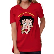 Betty Boop Cartoon Cute Motivational V Neck T Shirt Tees Women