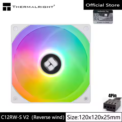 Thermalright TL-C12RW-S V2 chassis fan 12cm argb 4pin PWM fan Reverse wind and colorful heat dissipa