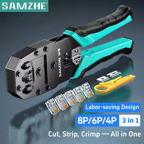 SAMZHE RJ45 Crimper Tools Crimping Pliers for CAT5e/6/7/8 8P/6P/4P Ethernet Lan Cable Network Cutter