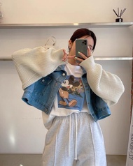 Two tone milk jean jacket