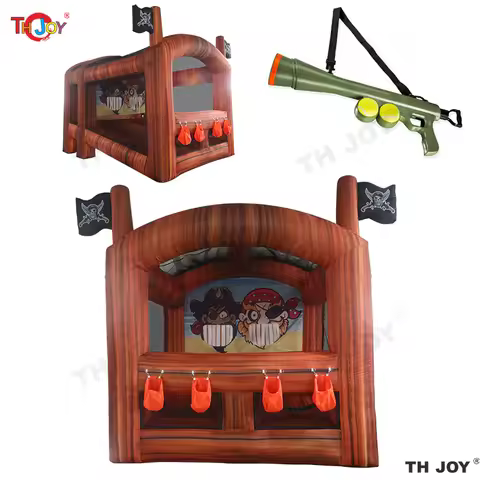 4x3m Pirate Theme Inflatable Shooting Target Inflatable Bazooka Ball Shoot Out Gallery Carnival Game