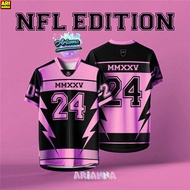 Arianna【Free Custom Name & Number】2025 NFL Edition Jersey Baju Tshirt Men Short Sleeve Retro Collar 