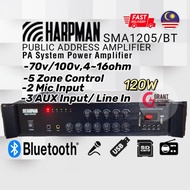 HARPMAN SMA1205/BT 120W Public Address Amplifier PA System Bluetooth Mixing Amplifier with 2Mic zone