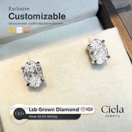 Lab Grown (CVD) Oval Cut Diamond Earrings 100 VVS2 | Silver 92.5% IGI Certificate Ciela Jewelry