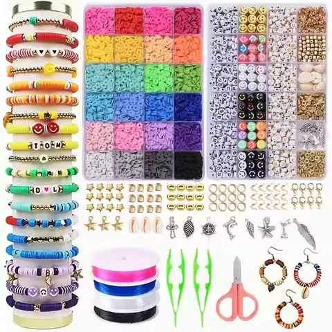 DIY Clay Beads glass beads Bracelet Making Kit, seed beads kit for Friendship Jewelry Making,Polymer