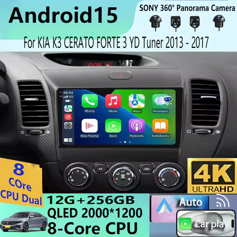 Android15 Carplay Auto For KIA K3 CERATO FORTE 3 YD Tuner 2013 2014 2015 2016 2017 video Player Mult