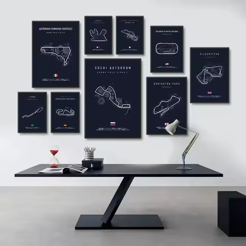 Nurburgring Monza Circuit Wall Art Formula Silverstone Track Circuit Canvas Painting Poster Motorspo