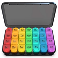 Weekly Pill Organizer, Travel Pill Box Case (7-Day / 4-Times-A-Day) with Big Compartments to Hold Pl
