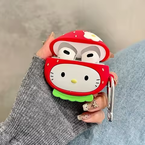 Sanrio Wireless Earphone Cases Hello Kitty Airpods Case Cartoon New Kawaii Anime Silica Gel Strawber