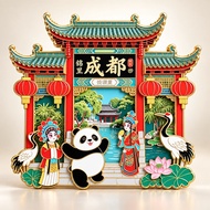 DOUBLE GREAT Fridge Sticker Souvenir Chengdu Panda 3D Metal Enamel Premium Decoration
