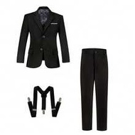 Boys Suits 3-Pieces Suit Set Toddler Tuxedos Dresswear Ring Bearer Outfit Wedding Blazer Pants Strap