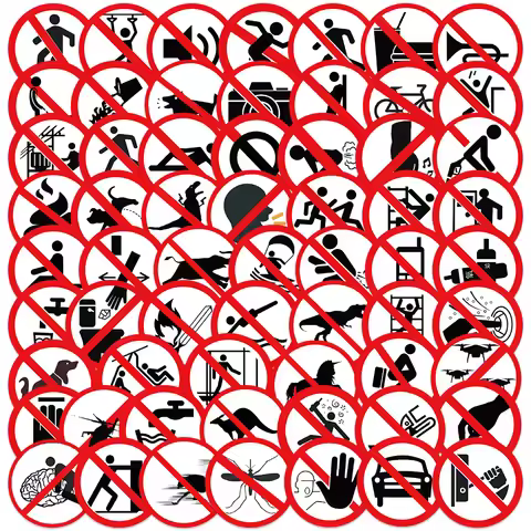 62/114PCS Fun Warning Stickers for Luggage, Notebooks, Guitars, Skateboards, and Waterproof PVC Graf