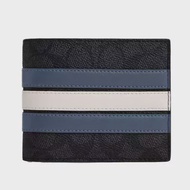 COACH 3 In 1 Wallet In Signature Canvas With Varsity Stripe Charcoal/Denim/Chalk CW385