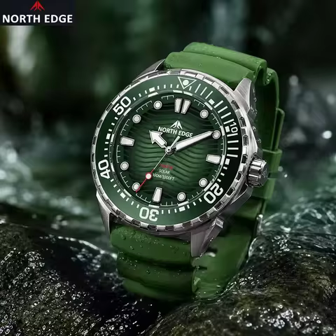 NEW NORTH EDGE TRITON Men Solar Quartz Dive Watch 300M Waterproof Luminous Hands 180‑Day Battery Out