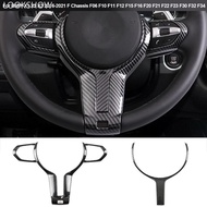 LOOKSHOW Carbon Fiber Car Interior Steering Wheel Cover Trim For BMW X1 X2 X3 2016-2021 F Chassis Q6
