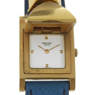 【日本直送】愛馬仕 HERMES Medor 手錶 不鏽鋼 x 皮革 石英 指針式顯示 白色錶盤 女仕【二手】
