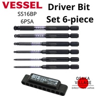 VESSEL Ball Point Screwdriver Bit SS16BP-6PSA Set 6pcs with Holder  | Precision Repair Bits