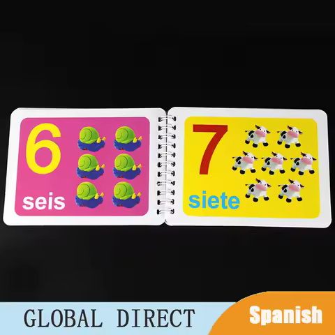 Children Learning in Spanish Number/número 123 Montesori Flashcard books Educational Games for teach