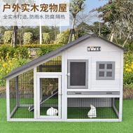 Outdoor Rabbit Cage House Nest Cat Chicken Dog Duck Nest Villa Garden Balcony Solid Wood Bold Paint Iron Net Rain And Sun Rot