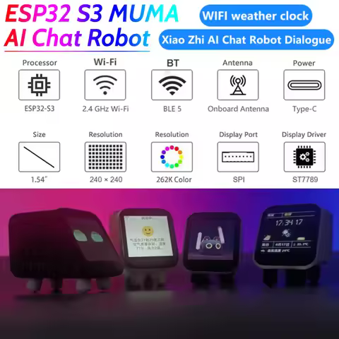 ESP32 S3 MUMA N16R8 Development Board Robot with 1.54in Screen Xiao Zhi AI Chatbot Wifi Weather Cloc