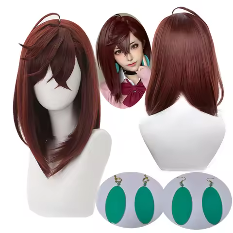 Momo Ayase Cosplay Wig Anime Dandadan Short Red Brown Wig Cosplay Anime Cosplay Wigs Heat Resistant 