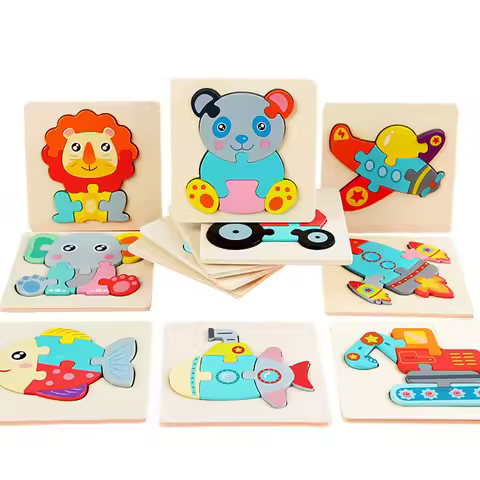 10.7cm/4.21in Kids Colorful 3D Puzzles Montessori Games Cartoon Animals Jigsaw Puzzle Baby Education