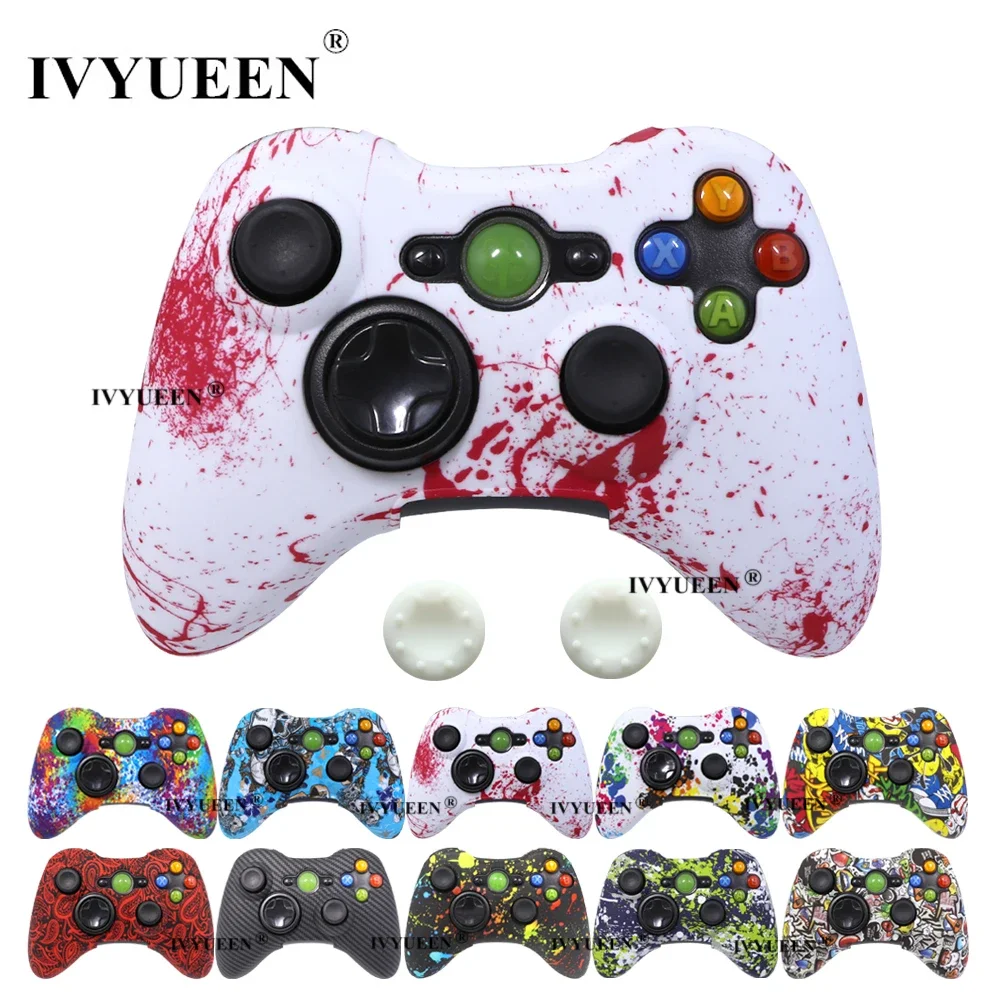 IVYUEEN for Microsoft XBox 360 XBox360 Controller Silicone Rubber Case Protective Cover Skin Thumb Grips Caps Game Accessories