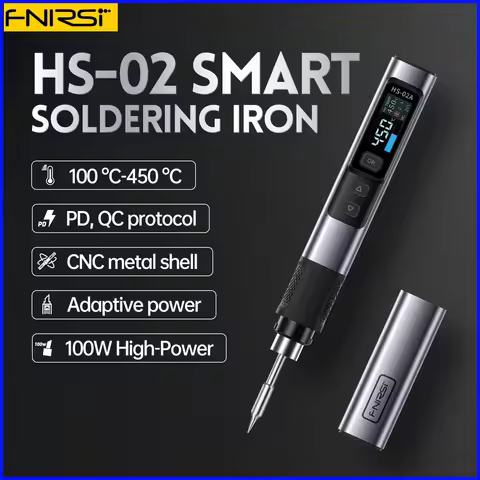 FNIRSI HS-02 Soldering Iron Smart Sleep IPS Color Display Screen 100-450℃ Soldering Rework Station P