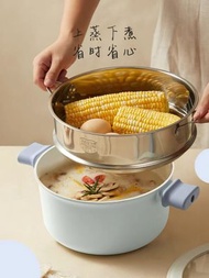 其他品牌 - 【上蒸下煮】湯鍋不粘鍋家用燉鍋奶鍋蒸煮一體煎炒鍋電磁爐麥飯石泡麵鍋