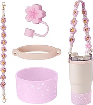 NiHome Accessory Set for Stanley Tumblers 20oz, 30oz, 40oz Cups, Includes Color-Coordinated Handle,