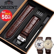 [Orient Leather Strap] High-End Orient Watch Leather Strap. String Combo With Butterfly Buckle Orient logo