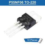 10ชิ้น P55NF06 STP55NF06ถึง-220 60V/50A N-Channel ทรานซิสเตอร์ MOSFET แบบดั้งเดิม