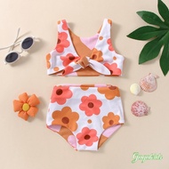 Kids Girls Bikini Set Flower Print 2-piece Swimsuit Swimwear