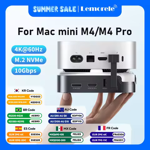 Lemorele Macmini M4 DocK USB HUB 4K@60Hz HDMI DP Docking Station Macmini Accessories 10Gbps SSD Encl