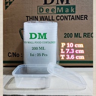 THINWALL LONG BOX 200 ML - 200ML CONTENTS 25PCS - FOOD CONTAINER BOX