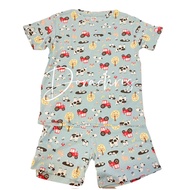 Ready Stock Boy Farmer Print Top + Short Set 6Y