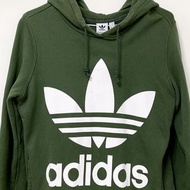 ADIDAS ORIGINALS HOODIE 經典復古 三葉草 LOGO 保暖 休閒 長袖 修身 連帽 帽T 口袋 女版 綠色 S號 DH3139 CLT-W TP0_235 #23吃土季 TP0_