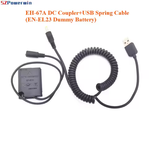 5V 2A Power Bank USB Cable Plus EN-EL23 Dummy Battery EH-67A EP67A DC Coupler for Nikon COOLPIX Came