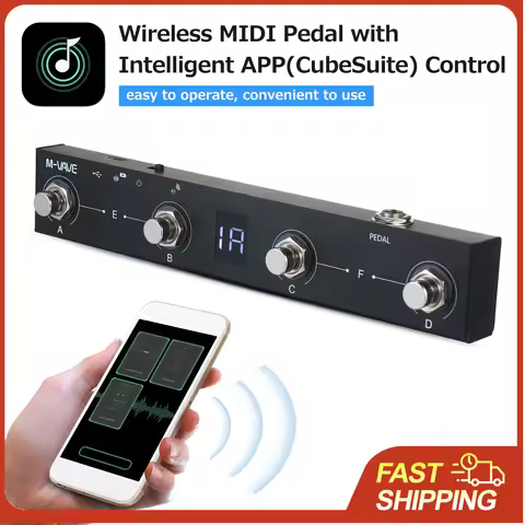 M-VAVE Chocolate MIDI Controller BT Rechargeable 4 Buttons MIDI Controller Pedal APP Control with Wi