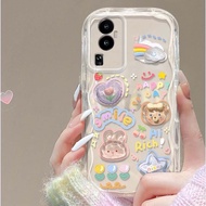 เคส OPPO Reno 10 11 Pro 8T 8Z 7Z 5G เคส OPPO Reno 11F 11 10 5G เคส OPPO Reno 10 Pro Plus เคส OPPO A79 A98 A78 A18 A38 5G โทรศัพท์มือถือแบบใส ขอบครีม กันกระแทก ลายตุ๊กตาสามมิติ สําหรับ