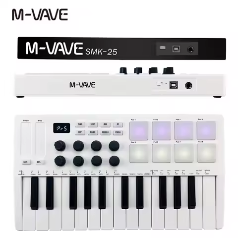 M-VAVE 25-Key MIDI Controller Keyboard Mini Portable USB Keyboard Piano MIDI Keyboard Controller 8 R