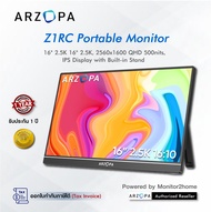 ARZOPA Z1RC 16" 2.5K Portable Monitor, 2560x1600 QHD IPS Display 123% sRGB with Built-in Stand USB-C