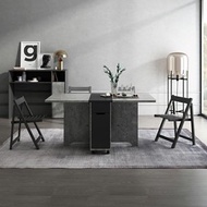 蝸居達人 - 水泥灰色一枱四椅摺疊餐枱連餐櫃