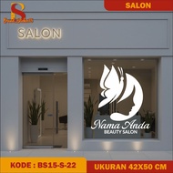 CUTTING WALL STICKERS SALON STICKERS BEAUTY SALON STICKERS CUSTOM GLASS WALL STICKERS SHOP NAME ((MK
