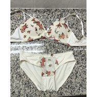 preloved 2ndhand satin set二手内衣裤套装碎花