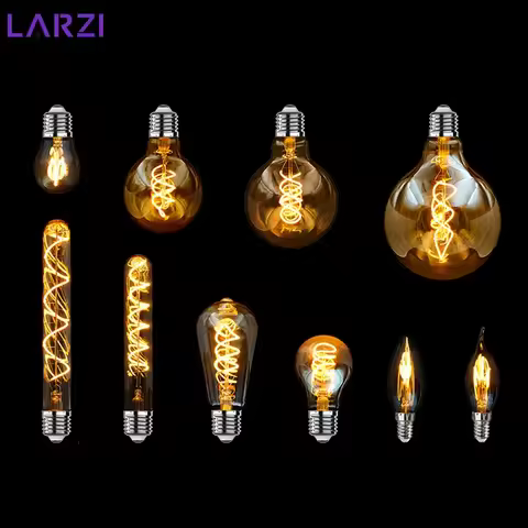 E14 E27 Spiral Light G80 G95 G125 LED Filament Bulb 220V 4W 2200K Retro Vintage Lamps Decorative Lig